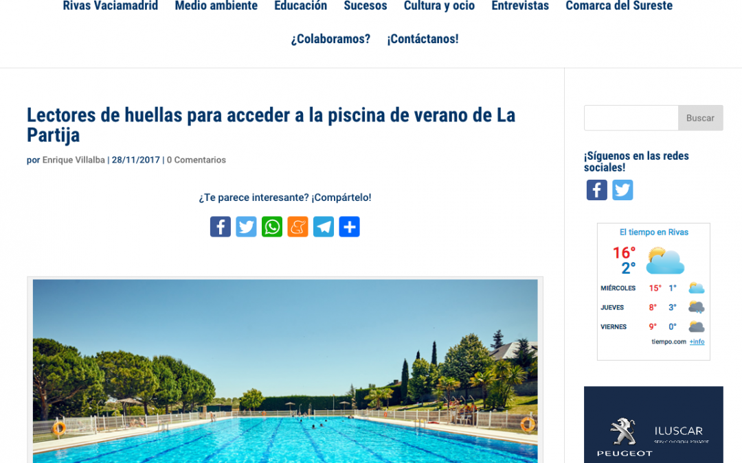 Diario de Rivas: Lectores de huellas para acceder a la piscina de verano de La Partija